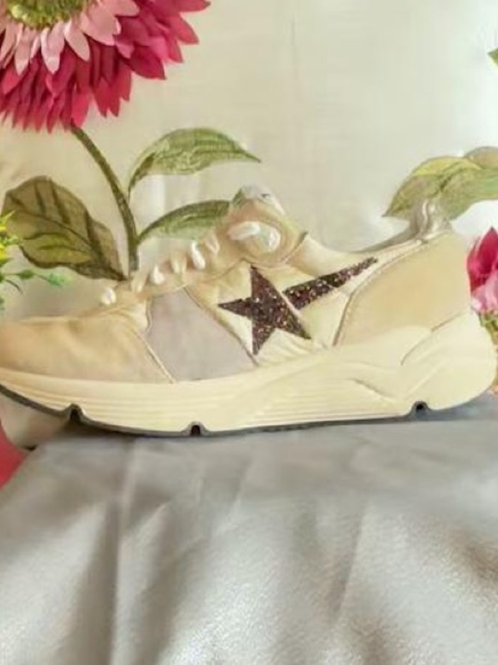 Golden Goose Running Sole Sneakers Beige Suede Gold GGDB Size 39 US 9 - Picture 1 of 14